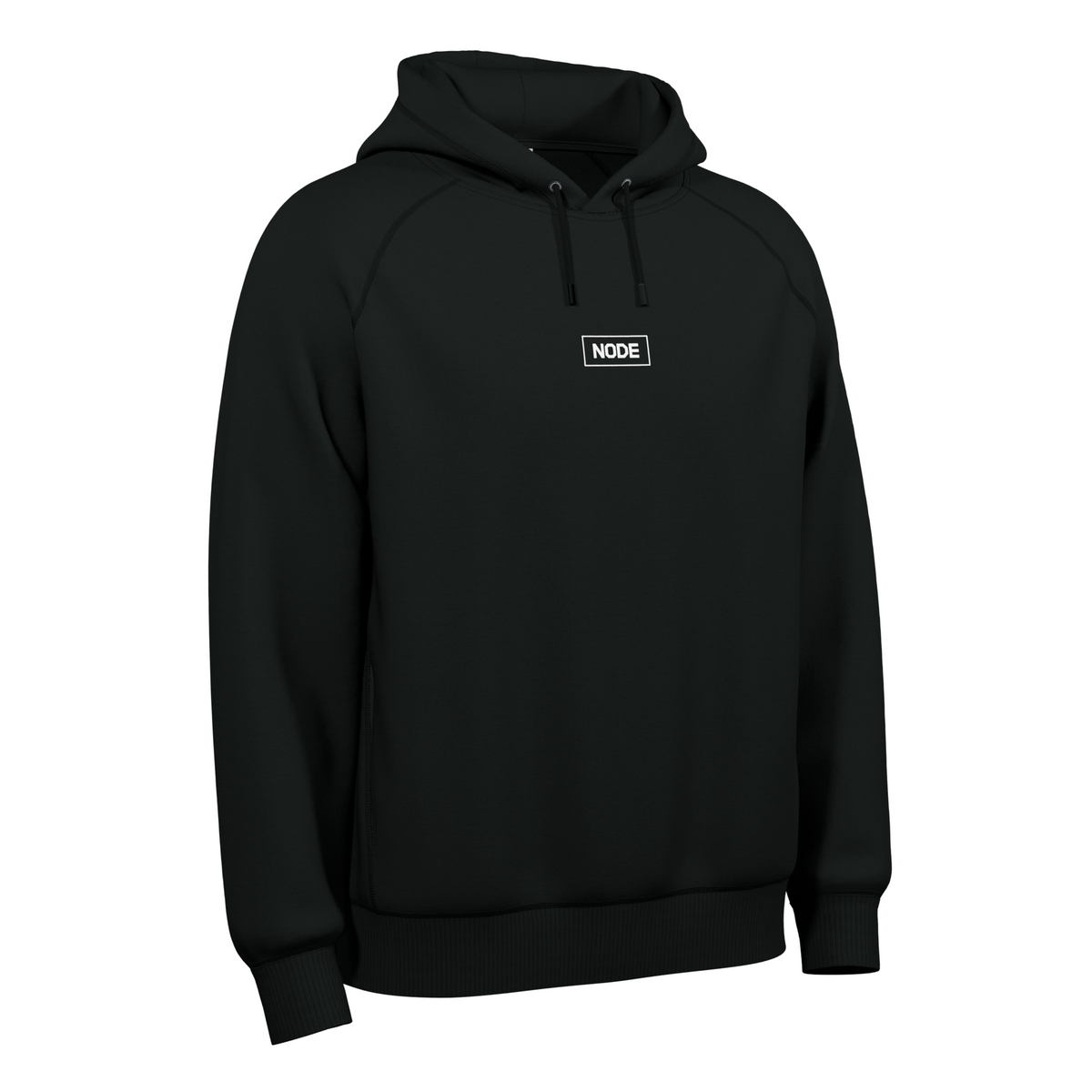 Black NODE Nexus hoodie, white mark.