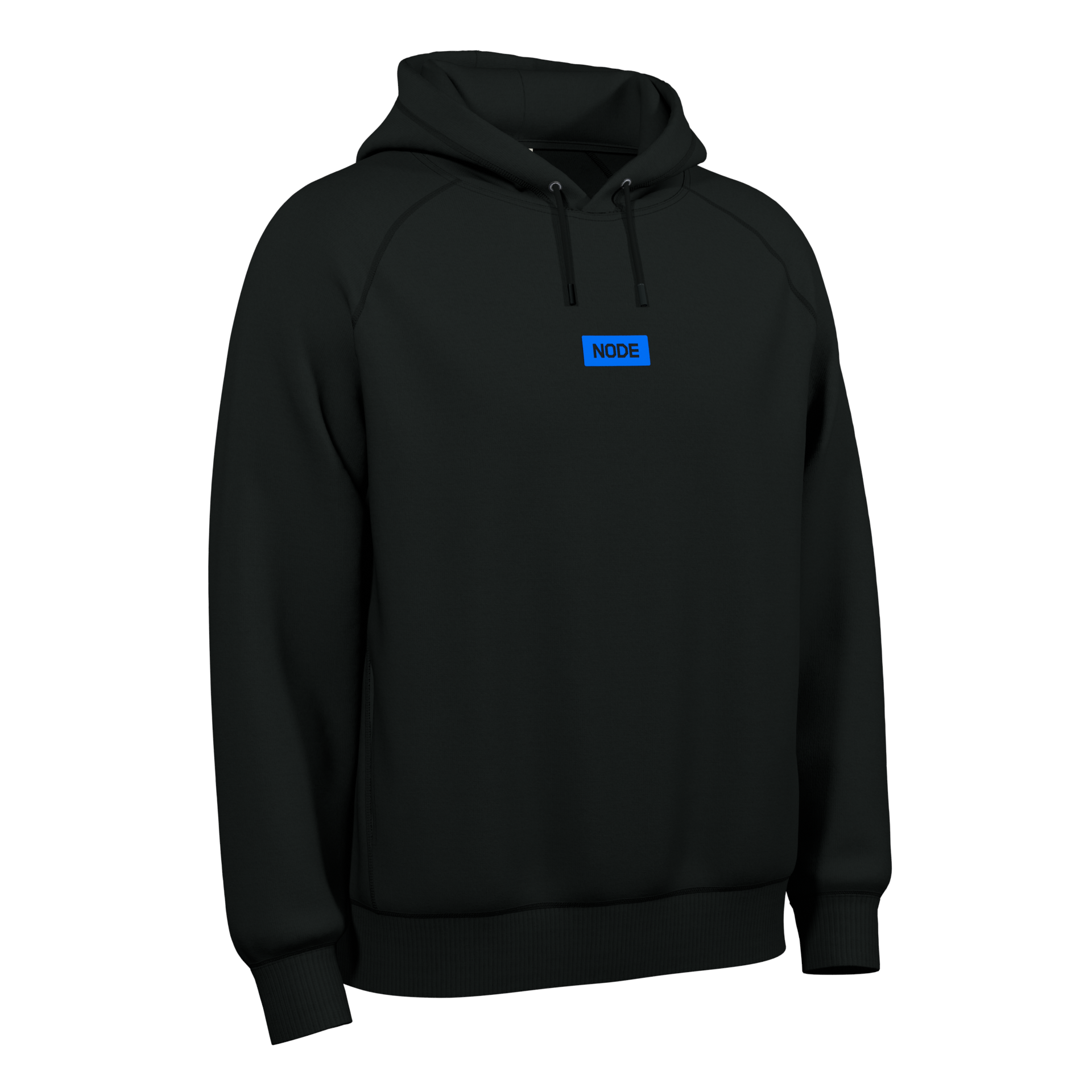 Black NODE Surge hoodie, blue mark.